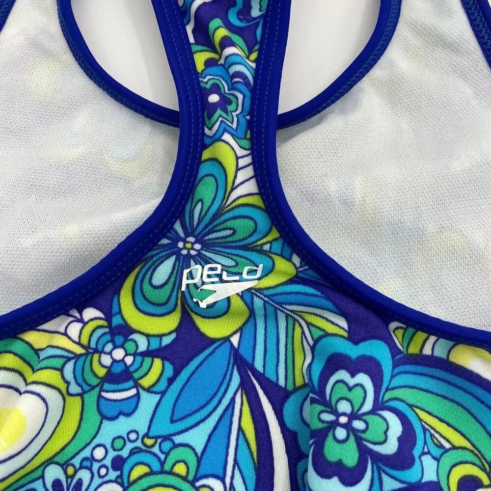 SPEEDO Swimsuit One Piece Floral Print Racerback Bathing Suit Baby 18 Months